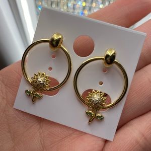 Gold Plated Hanging Flower Earrings